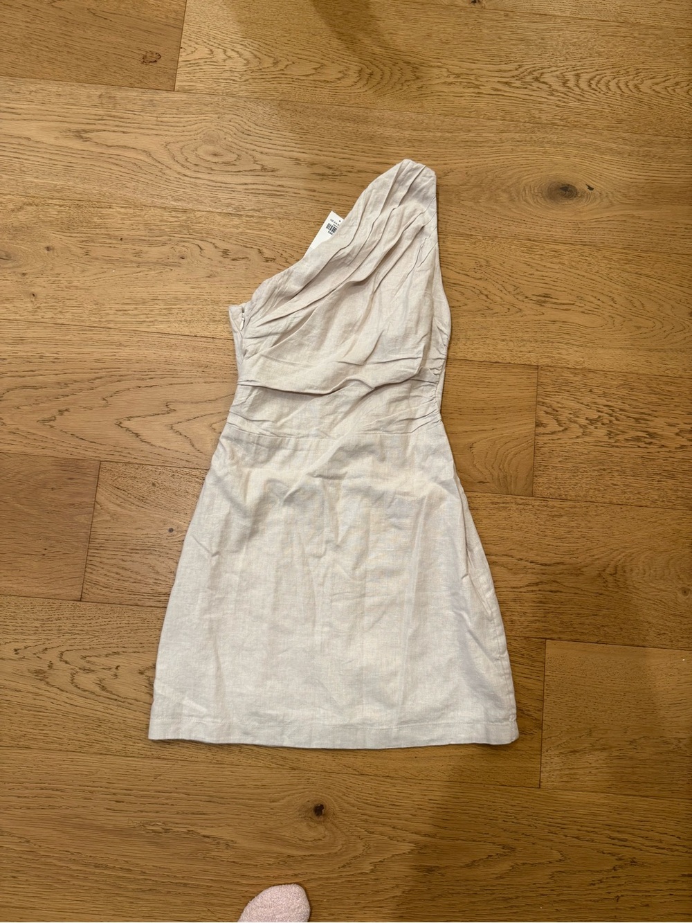 Abercrombie & Fitch One-Shoulder Beige Linen Dress